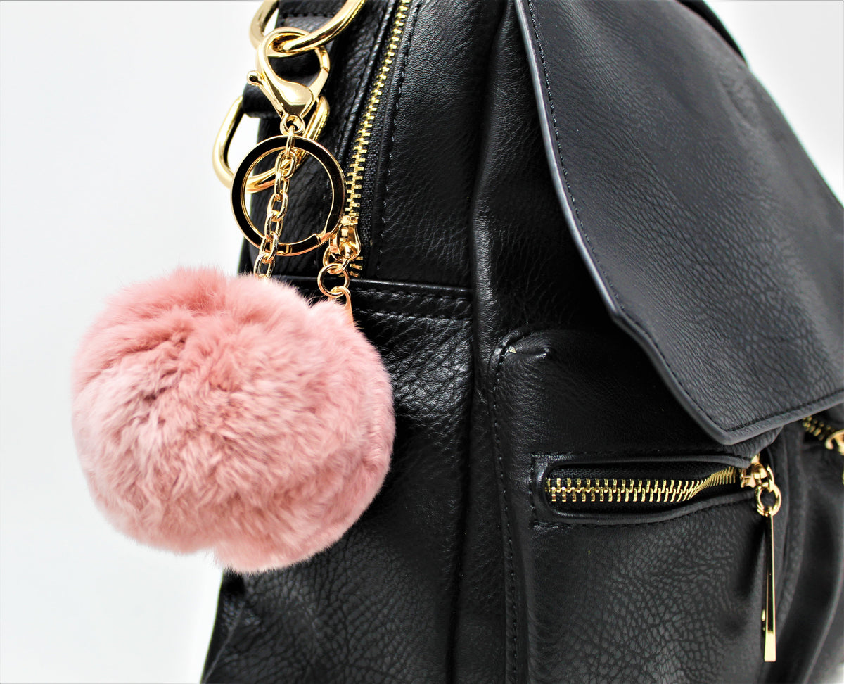 Pink fur keychain, Light pink real fur Pom Pom, fur fox ball keychain, fur  charm, fur key ring, fur bag charm pendant.
