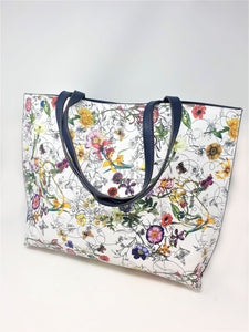 White Floral Tote | Stylish Bags | Exclusive Collection | Faux Leather |