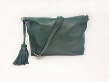 Load image into Gallery viewer, Bottle Green Leather Crossbody Handbag | Exclusive | Stylish Tassel Bags | Faux Leather |