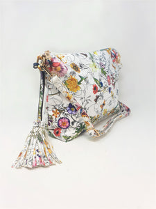 White Floral Leather Crossbody Handbag | Exclusive | Stylish Tassel Bags | Faux Leather |