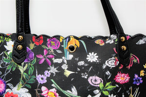Black Printed Hand Bag | Faux Leather | Medium Size | Stylish/ Trendy Collection