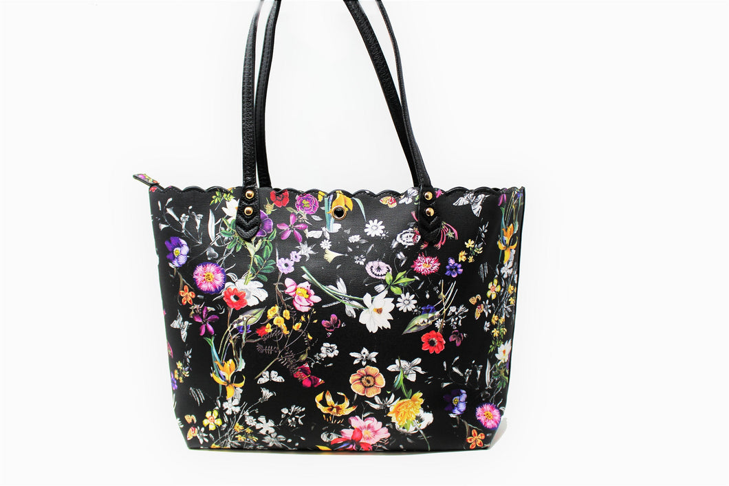 Black Printed Hand Bag | Faux Leather | Medium Size | Stylish/ Trendy Collection