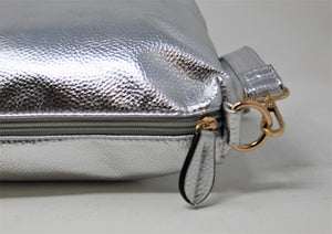 Silver Leather Cross-body bag | Exclusive | Golden Bag-charm | Faux Leather