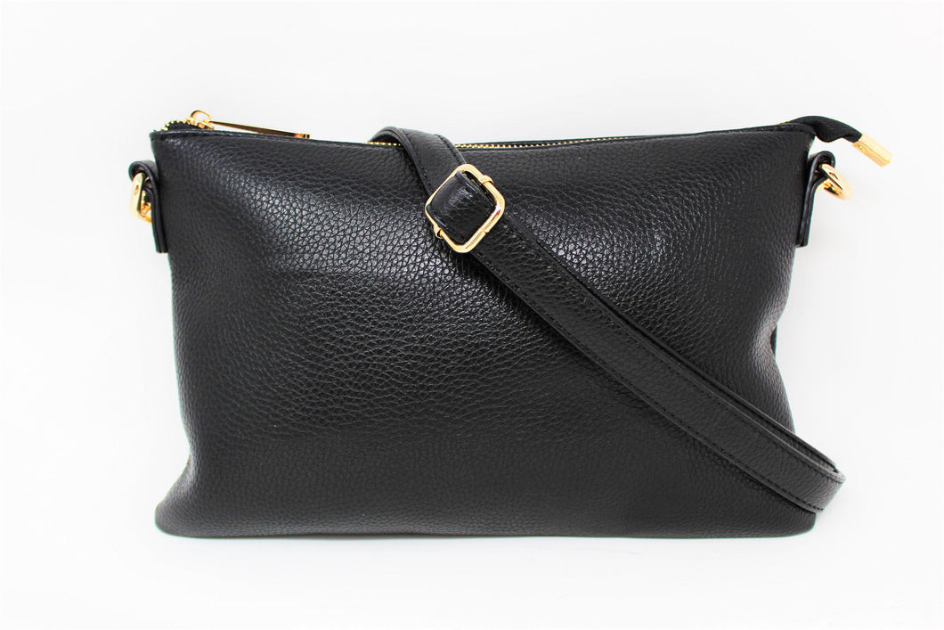 Black Wrist-let Bag | Long Cross body Strap | Leather | Stylish/Trendy Collection