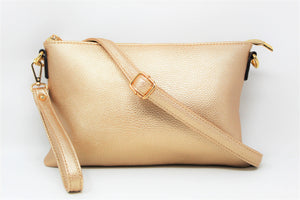 Golden Wrist-let Bag | Long Cross body Strap | Leather | Stylish/Trendy Collection