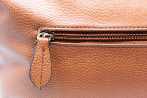 Brown Leather Cross-body bag | Exclusive | Golden Bag-charm | Faux Leather |