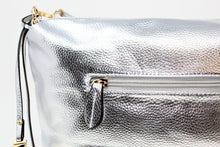 Load image into Gallery viewer, Silver Leather Cross-body bag | Exclusive | Golden Bag-charm | Faux Leather