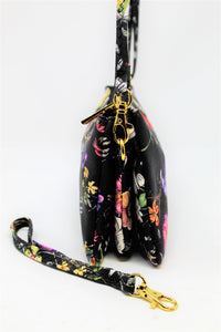 Black Printed Wrist-let bag | Long straps | Compact | Trendy/Stylish Collection
