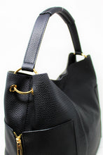 Load image into Gallery viewer, Black Leather Slouch Bag | Side pockets | Medium Size | Trendy/Comfortable | New Collection