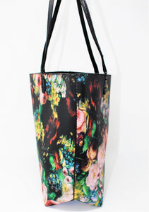 Black Printed Shoulder Bag | Floral Pattern | Black Straps | Faux Leather | Medium Size | Stylish/ Trendy Collection