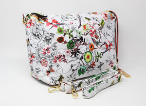 White Floral Leather Crossbody Handbag | Exclusive | Stylish Hanging Bags | Faux Leather | Sling Bag