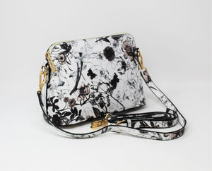 White Floral Leather Crossbody Handbag | Exclusive | Stylish Hanging Bags | Faux Leather | Sling Bag | Shoulder Bag