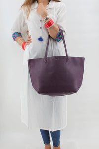 Purple Leather Bag | Red Straps | Faux Leather | Medium Size | Stylish/ Trendy Collection