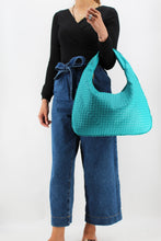 Load image into Gallery viewer, Turquoise Leather Handbag | Mesh Design | Exclusive | Stylish Handbag | Faux Leather | Stylish | Medium Size