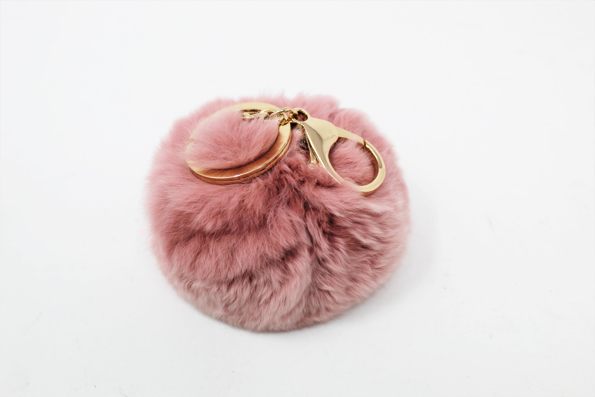 Fur Pom Pom Bag Charm Key Chain and Purse Accessories Pink