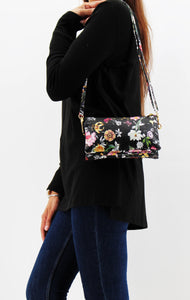 Foral mini wallet crossbody bag | Sling bag | Black floral bag | trendy | smart clutch bag | Wrist Bag
