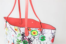 Load image into Gallery viewer, White Printed Shoulder Bag | Floral Pattern | Pink Straps | Faux Leather | Medium Size | Stylish/ Trendy Collection