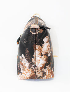 Dark Brown Floral Leather Crossbody Handbag | Exclusive | Stylish Hanging | Faux Leather | Floral