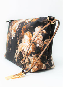 Dark Brown Floral Leather Crossbody Handbag | Exclusive | Stylish Hanging | Faux Leather | Floral