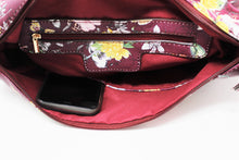 Load image into Gallery viewer, Dark Purple Floral Leather Crossbody Handbag | Exclusive | Stylish Hanging Bags | Faux Leather | Sling Bag