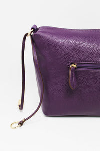Purple Leather Bag | Red Straps | Faux Leather | Medium Size | Stylish | Trendy Collection