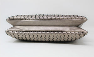 Metallic Grey Leather Clutch Handbag | Cross body | Exclusive | Stylish Hanging Bags | Faux Leather | Sling Bag | Mesh Design