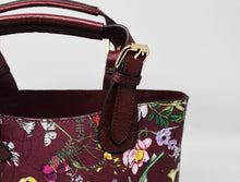 Load image into Gallery viewer, Dark Burgandy Floral Leather Mini Handbag | Exclusive | Stylish Hanging Bags | Faux Leather | Sling Bag| Top Handle Bag