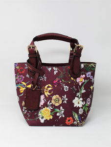 Dark Burgandy Floral Leather Mini Handbag | Exclusive | Stylish Hanging Bags | Faux Leather | Sling Bag| Top Handle Bag