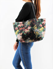 Load image into Gallery viewer, Black Printed Shoulder Bag | Floral Pattern | Black Straps | Faux Leather | Medium Size | Stylish/ Trendy Collection