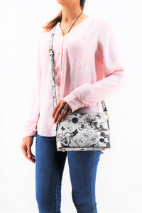 White Floral Leather Crossbody Handbag | Exclusive | Stylish Hanging Bags | Faux Leather | Sling Bag | Shoulder Bag