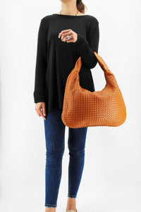 Tan Brown Leather  Handbag | Mesh Design | Exclusive | Stylish Handbag | Faux Leather | Stylish | Medium Size