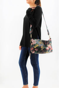 Black Floral Leather Crossbody Handbag | Exclusive | Stylish Tassel Bags | Faux Leather | Sling