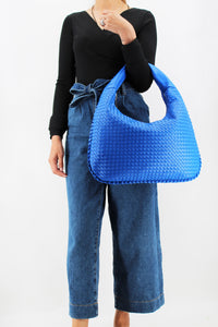 Royal Blue Leather  Handbag | Mesh Design | Exclusive | Stylish Handbag | Faux Leather | Stylish | Medium Size