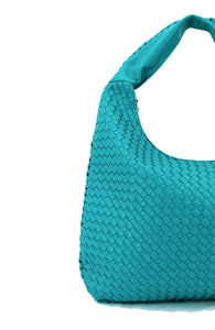 Turquoise Leather Handbag | Mesh Design | Exclusive | Stylish Handbag | Faux Leather | Stylish | Medium Size