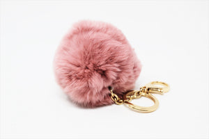 Pom Pom Key-chain Artificial Hanging | Fur Ball Keychain | Fluffy Accessories | Bag Charm | Handbag add-on accessories | Coral Pink